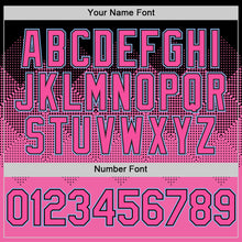 Load image into Gallery viewer, Custom Black Pink-Light Blue Gradient Square Shape 3D Pattern Design Bomber Full-Snap Varsity Letterman Hoodie Jacket
