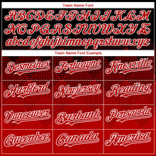 Load image into Gallery viewer, Custom Black Red-White Gradient Square Shape 3D Pattern Design Bomber Full-Snap Varsity Letterman Hoodie Jacket
