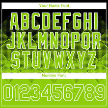 Load image into Gallery viewer, Custom Black Neon Green-White Gradient Square Shape 3D Pattern Design Bomber Full-Snap Varsity Letterman Hoodie Jacket
