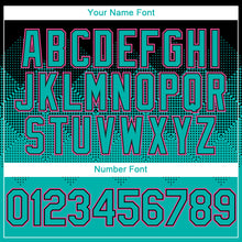 Load image into Gallery viewer, Custom Black Aqua-Pink Gradient Square Shape 3D Pattern Design Bomber Full-Snap Varsity Letterman Hoodie Jacket
