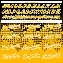 Load image into Gallery viewer, Custom Black Gold-White Gradient Square Shape 3D Pattern Design Bomber Full-Snap Varsity Letterman Hoodie Jacket
