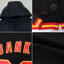 Load image into Gallery viewer, Custom Black City Cream-Crimson Gradient Square Shape 3D Pattern Design Bomber Full-Snap Varsity Letterman Hoodie Jacket
