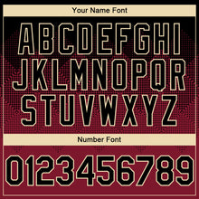 Load image into Gallery viewer, Custom Black Maroon-Cream Gradient Square Shape 3D Pattern Design Bomber Full-Snap Varsity Letterman Hoodie Jacket
