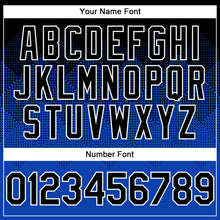 Load image into Gallery viewer, Custom Black Thunder Blue-White Gradient Square Shape 3D Pattern Design Bomber Full-Snap Varsity Letterman Hoodie Jacket
