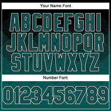 Load image into Gallery viewer, Custom Black Midnight Green-White Gradient Square Shape 3D Pattern Design Bomber Full-Snap Varsity Letterman Hoodie Jacket
