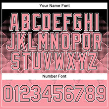 Load image into Gallery viewer, Custom Black Medium Pink-White Gradient Square Shape 3D Pattern Design Bomber Full-Snap Varsity Letterman Hoodie Jacket
