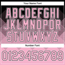 Load image into Gallery viewer, Custom Black Light Pink-White Gradient Square Shape 3D Pattern Design Bomber Full-Snap Varsity Letterman Hoodie Jacket
