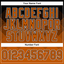 Load image into Gallery viewer, Custom Black Texas Orange-White Gradient Square Shape 3D Pattern Design Bomber Full-Snap Varsity Letterman Hoodie Jacket
