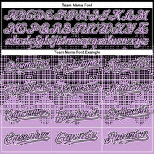 Load image into Gallery viewer, Custom Black Light Purple-White Gradient Square Shape 3D Pattern Design Bomber Full-Snap Varsity Letterman Hoodie Jacket
