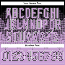 Load image into Gallery viewer, Custom Black Light Purple-White Gradient Square Shape 3D Pattern Design Bomber Full-Snap Varsity Letterman Hoodie Jacket
