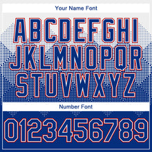 Load image into Gallery viewer, Custom White Royal-Red Gradient Square Shape 3D Pattern Design Bomber Full-Snap Varsity Letterman Hoodie Jacket
