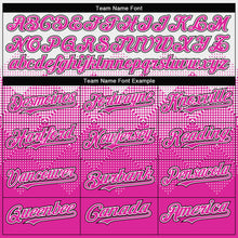 Load image into Gallery viewer, Custom White Deep Pink-Black Gradient Square Shape 3D Pattern Design Bomber Full-Snap Varsity Letterman Hoodie Jacket
