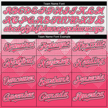 Load image into Gallery viewer, Custom White Neon Pink-Black Gradient Square Shape 3D Pattern Design Bomber Full-Snap Varsity Letterman Hoodie Jacket
