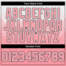 Load image into Gallery viewer, Custom White Medium Pink-Black Gradient Square Shape 3D Pattern Design Bomber Full-Snap Varsity Letterman Hoodie Jacket
