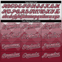 Load image into Gallery viewer, Custom White Crimson-Black Gradient Square Shape 3D Pattern Design Bomber Full-Snap Varsity Letterman Hoodie Jacket
