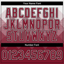 Load image into Gallery viewer, Custom White Crimson-Black Gradient Square Shape 3D Pattern Design Bomber Full-Snap Varsity Letterman Hoodie Jacket
