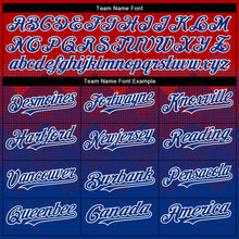 Load image into Gallery viewer, Custom Red Royal-White Gradient Square Shape 3D Pattern Design Bomber Full-Snap Varsity Letterman Hoodie Jacket
