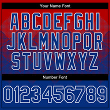 Load image into Gallery viewer, Custom Red Royal-White Gradient Square Shape 3D Pattern Design Bomber Full-Snap Varsity Letterman Hoodie Jacket
