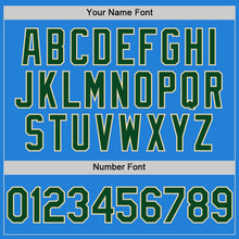 Load image into Gallery viewer, Custom Powder Blue Green-Cream Bomber Full-Snap Varsity Letterman Hoodie Jacket
