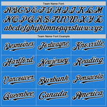 Load image into Gallery viewer, Custom Powder Blue Black-White Bomber Full-Snap Varsity Letterman Hoodie Jacket
