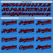 Load image into Gallery viewer, Custom Powder Blue Black-Red Bomber Full-Snap Varsity Letterman Two Tone Hoodie Jacket
