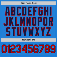 Load image into Gallery viewer, Custom Powder Blue Navy-Red Bomber Full-Snap Varsity Letterman Two Tone Hoodie Jacket
