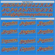 Load image into Gallery viewer, Custom Powder Blue Purple-Gold Bomber Full-Snap Varsity Letterman Two Tone Hoodie Jacket
