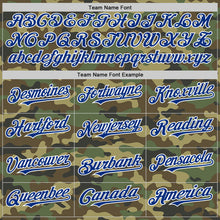 Load image into Gallery viewer, Custom Camo Royal-White Bomber Full-Snap Varsity Letterman Salute To Service Hoodie Jacket
