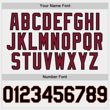 Load image into Gallery viewer, Custom White Black Crimson-City Cream Bomber Full-Snap Varsity Letterman Hoodie Jacket
