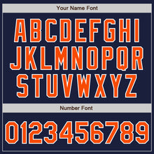 Load image into Gallery viewer, Custom Navy Orange-White Bomber Varsity Letterman Zipper Jacket
