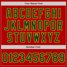 Load image into Gallery viewer, Custom Red Green-Gold Bomber Varsity Letterman Zipper Jacket
