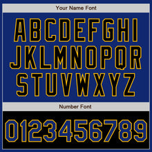 Load image into Gallery viewer, Custom Royal Black-Gold Bomber Varsity Letterman Two Tone Zipper Jacket
