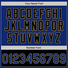 Load image into Gallery viewer, Custom Royal Black-Old Gold Bomber Varsity Letterman Two Tone Zipper Jacket
