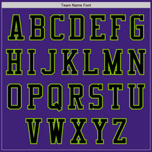 Load image into Gallery viewer, Custom Purple Black-Neon Green Bomber Varsity Letterman Zipper Jacket
