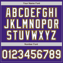 Load image into Gallery viewer, Custom Purple Black-Gold Bomber Varsity Letterman Zipper Jacket
