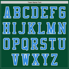 Load image into Gallery viewer, Custom Kelly Green Powder Blue-White Bomber Varsity Letterman Two Tone Zipper Jacket
