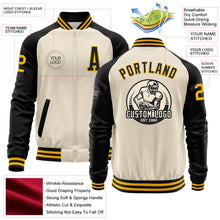 Load image into Gallery viewer, Custom Cream Gold-Black Bomber Varsity Letterman Two Tone Zipper Jacket
