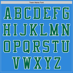 Custom Powder Blue Kelly Green-White Bomber Varsity Letterman Zipper Jacket