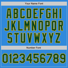 Load image into Gallery viewer, Custom Powder Blue Green-Gold Bomber Varsity Letterman Zipper Jacket
