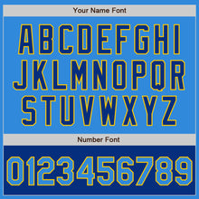 Load image into Gallery viewer, Custom Powder Blue Yellow-Royal Bomber Varsity Letterman Two Tone Zipper Jacket

