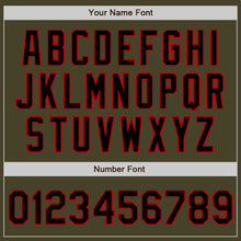 Load image into Gallery viewer, Custom Olive Black-Red Bomber Varsity Letterman Salute To Service Zipper Jacket
