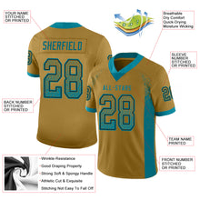 Load image into Gallery viewer, Custom Old Gold Teal-Black Drift Fashion Football Jersey
