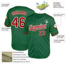 Load image into Gallery viewer, Custom Kelly Green Red-White Mesh Authentic Throwback Baseball Jersey
