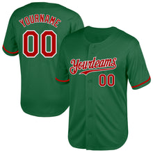 Load image into Gallery viewer, Custom Kelly Green Red-White Mesh Authentic Throwback Baseball Jersey
