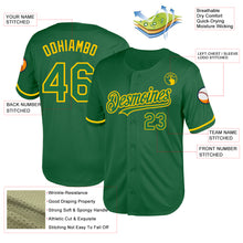 Load image into Gallery viewer, Custom Kelly Green Yellow Mesh Authentic Throwback Baseball Jersey

