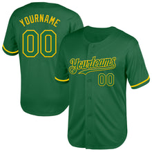 Load image into Gallery viewer, Custom Kelly Green Yellow Mesh Authentic Throwback Baseball Jersey
