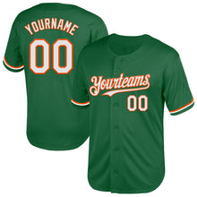 Load image into Gallery viewer, Custom Kelly Green White-Orange Mesh Authentic Throwback Baseball Jersey
