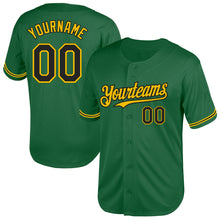 Load image into Gallery viewer, Custom Kelly Green Black-Yellow Mesh Authentic Throwback Baseball Jersey
