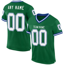 Load image into Gallery viewer, Custom Kelly Green White-Royal Mesh Authentic Throwback Football Jersey
