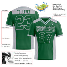 Load image into Gallery viewer, Custom Kelly Green Gray Authentic Football Jersey
